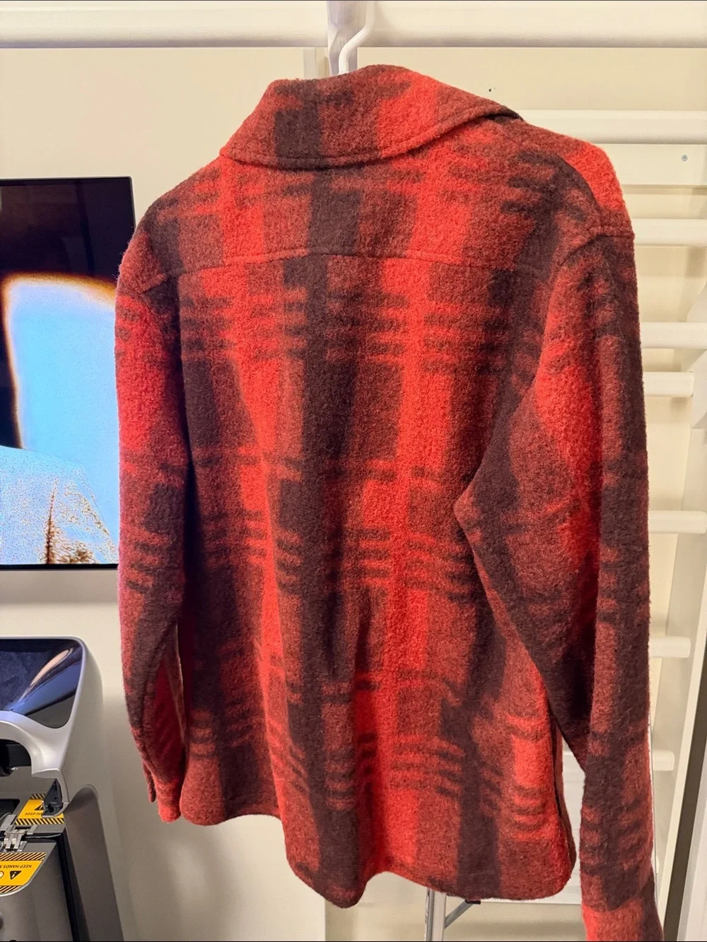 Banana Republic Red & Black Plaid Wool-Blend Shacket